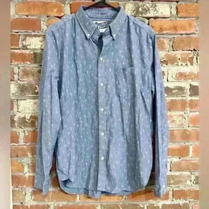 Chubbies “The Nutter” All Over Cactus Print Size M Chambray Button Up